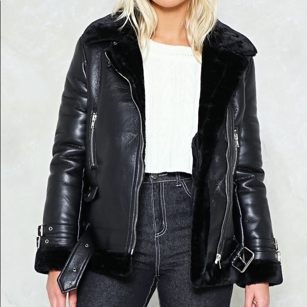 ☆ Nasty Gal Faux Fur Aviator Jacket ☆